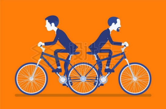2个商务人士正在骑双向自行车象征了意见不统一效率低下插画6350191矢量图片免抠素材