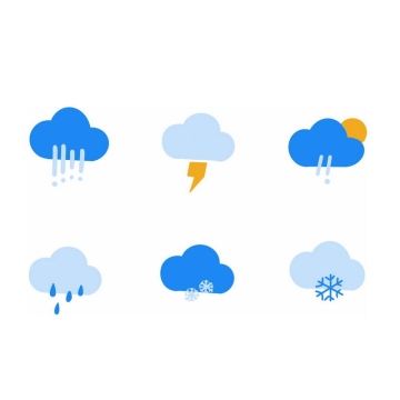 6款扁平化风格蓝色卡通天气预报图标9694236图片素材