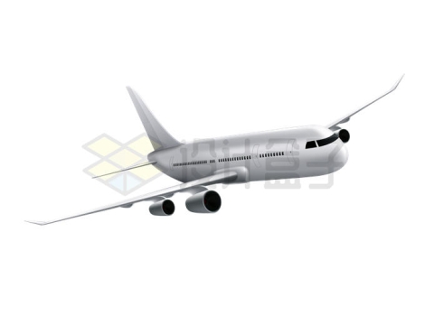 斜着飞行中的银白色大型客机7480503矢量图片免抠素材