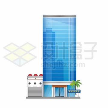 蓝色玻璃幕墙的高楼大厦酒店大楼卡通建筑8370502矢量图片免抠素材免费下载