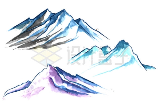 彩色手绘风格山脉高山插画3957504矢量图片免抠素材