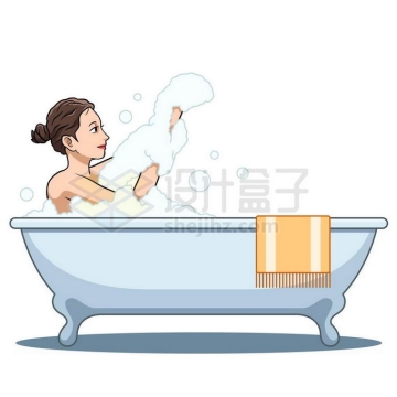 美女在浴缸中洗澡泡澡放松休闲生活5317756免抠图片素材