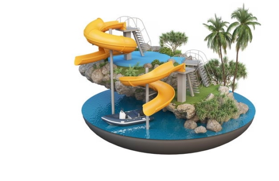 3D立体风格游乐场水上世界旅游景点效果图9054209免抠图片素材