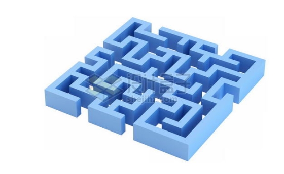 3D立体蓝色迷宫图案3224566图片免抠素材