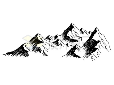黑白色手绘风格山脉高山插画2461060矢量图片免抠素材