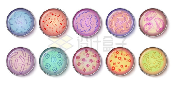 10款培养皿中的细菌微生物9745126矢量图片免抠素材