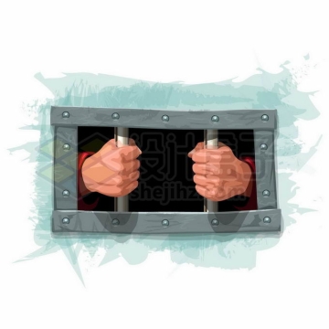 监狱牢房铁窗中伸出的两只手象征了犯罪分子被抓捕判刑4081319矢量图片免抠素材免费下载