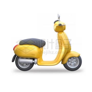 黄色卡通电动车踏板摩托车小电驴3D模型侧面图7744252图片免抠素材
