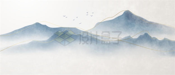 中国水墨画风格远处的高山1000169矢量图片免抠素材