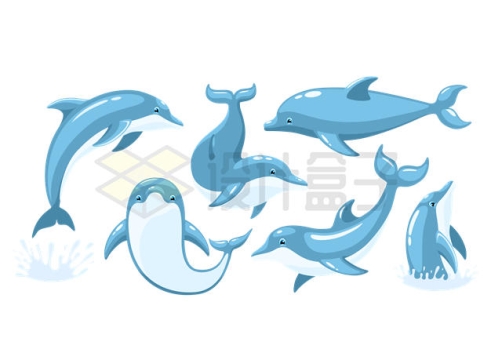 6款可爱的卡通海豚7525051矢量图片免抠素材
