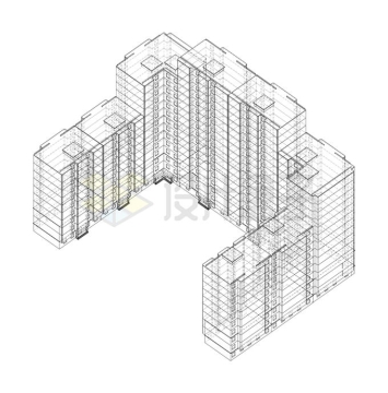 C型大楼建筑物线图5445725矢量图片免抠素材