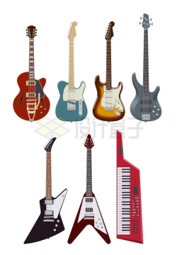 各种各样的电吉他贝斯等西洋乐器3642108矢量图片免抠素材
