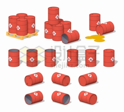 各种红色的燃料桶汽油桶铁桶化工桶png图片素材
