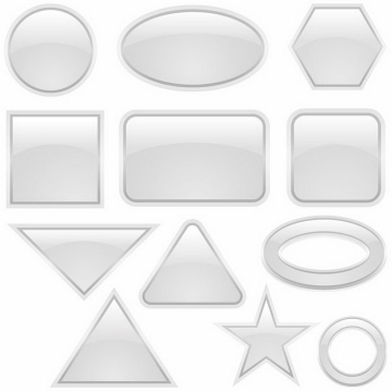 12款不同形状的白色水晶按钮免抠png图片矢量图素材