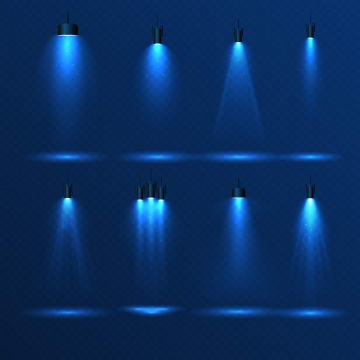 八款蓝色的舞台灯光照射效果图片免抠素材