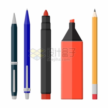 圆珠笔铅笔白板笔水彩笔等写字工具png图片素材