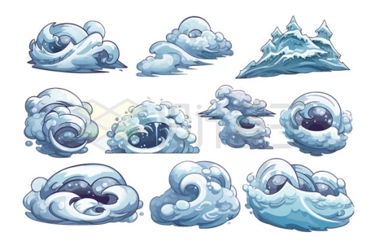 各种抽象风格的海浪云朵插画6314569矢量图片免抠素材