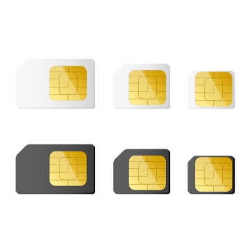 6款各类SIM卡Mini SIM卡Micro SIM卡Nano SIM卡等手机卡图片免抠矢量素材