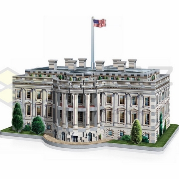3D立体风格美国白宫建筑png图片素材