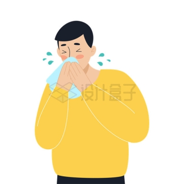 擦鼻涕的卡通男人感冒过敏性鼻炎7840994EPS矢量图片免抠素材