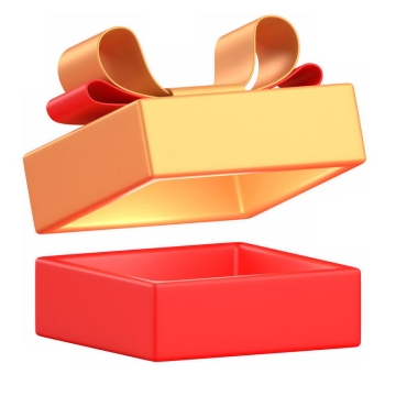 打开的方形红色金色礼物盒3D模型6667547PSD免抠图片素材