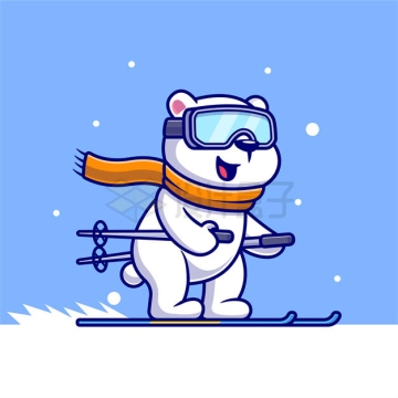 卡通北极熊白熊正在滑雪7194681矢量图片免抠素材