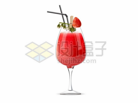 高脚杯酒杯中的草莓汁美味果汁3629065矢量图片免抠素材