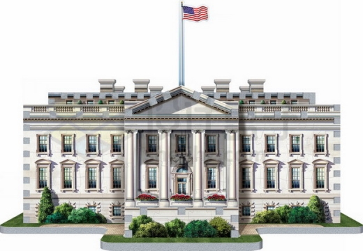 3D立体美国白宫建筑正面图png图片素材