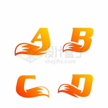 大写字母ABCD变形体和狐狸尾巴创意标志logo设计4795155矢量图片免抠素材