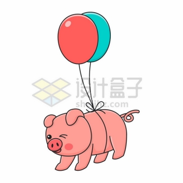 身上绑着气球的卡通小猪风口上起飞的猪9095199矢量图片免抠素材