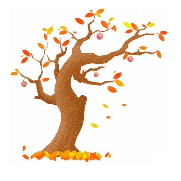 秋天叶子掉光的大树手绘插画832648png图片免抠素材