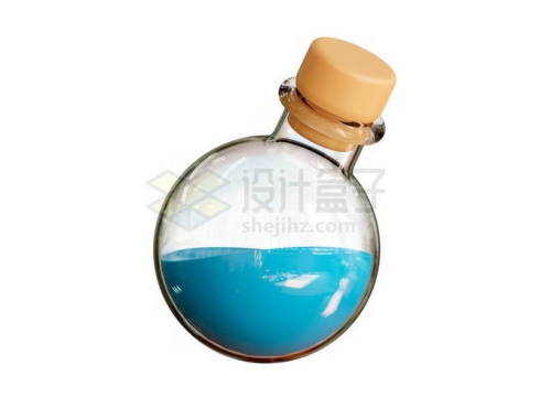 密封的卡通圆底烧瓶中的蓝色液体3D模型7179597PSD免抠图片素材