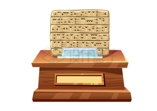 展台上泥板上的楔形文字苏美尔人象形文字古文明原始文字7896092矢量图片免抠素材