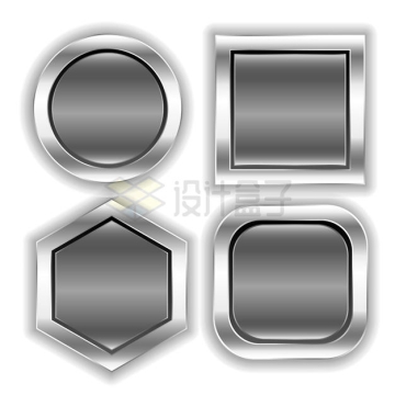 4款不锈钢金属边框的灰色按钮3396001矢量图片免抠素材