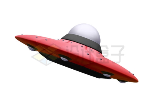 一款红色卡通3D飞碟UFO不明飞行物7362942矢量图片免抠素材