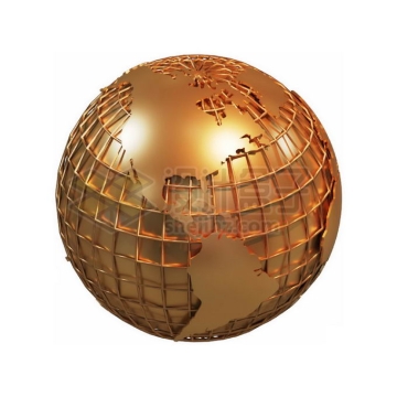 3D金色金属金属风格镂空地球仪4967222免抠图片素材