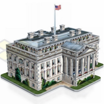 3D立体风格美国白宫建筑后门png图片素材