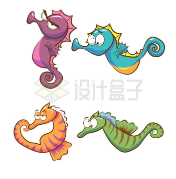 4款可爱的卡通海马海洋小动物7024702矢量图片免抠素材