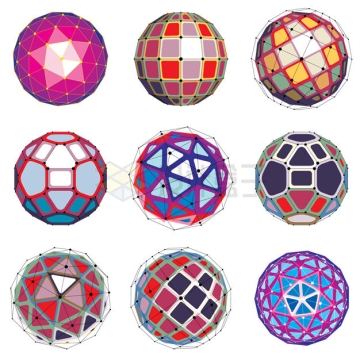 九款彩色立方体圆球4910703矢量图片免抠素材