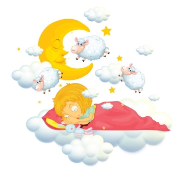 卡通女孩正在数绵羊睡觉图片免抠矢量图素材