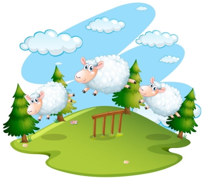卡通绵羊奔跑在草原上图片免抠矢量图素材