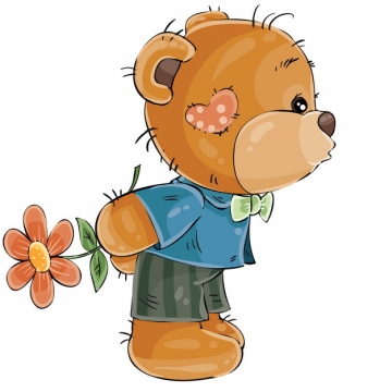 卡通玩具熊拿着鲜花情人节401249EPS免抠图片素材