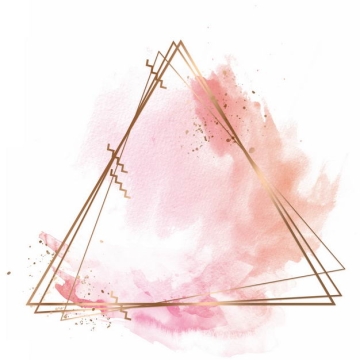 金色三角形边框和粉色墨水渍装饰271596免抠图片素材