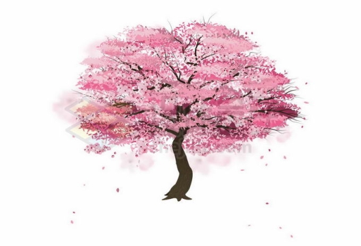 一棵粉色大树开满桃花水彩画7472764矢量图片免抠素材