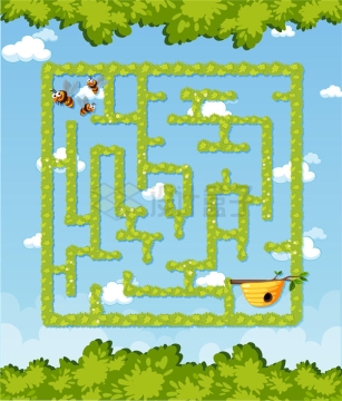 卡通风格蜜蜂找到蜂巢迷宫儿童游戏2327973矢量图片免抠素材