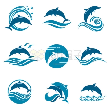 9款海豚logo设计方案7674005矢量图片免抠素材
