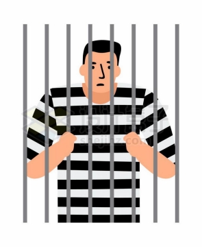 身穿条纹囚服的犯罪分子在监狱栅栏里面朝外张望3792935矢量图片免抠素材免费下载