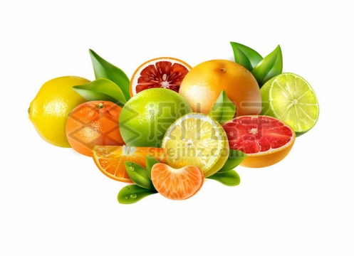 一大堆柠檬橘子血橙橙子等柑橘类水果4025944矢量图片免抠素材