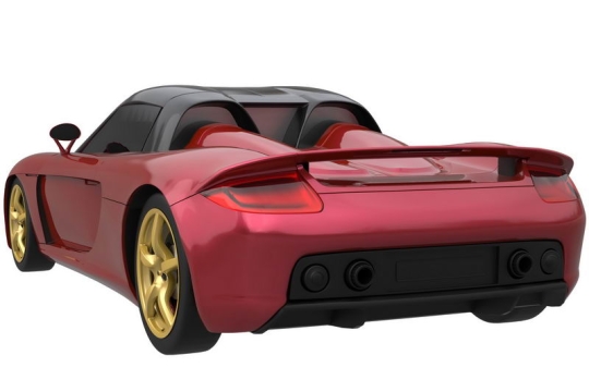 一辆红色的保時捷Carrera GT超级跑车模型后视图3252525png图片免抠素材