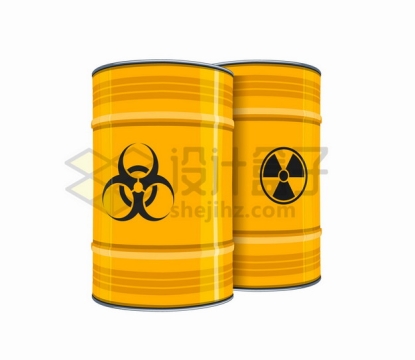 黄色的危险化工原料桶核废料桶铁桶png图片素材